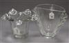 Daum, Nancy, France, a heavy clear glass vase with shell-moulded rim and another vase by Jane Charles H 20cm & 23cm                    