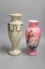 Two 19th century French enamelled glass vases, tallest 38cm                                                                                                                                                                 