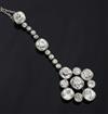 An Edwardian silver and gold, diamond cluster drop pendant, pendant 60mm.