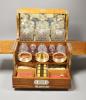 A good Victorian oak and brass mounted tantalus and combination games box, height 35.5cm width 36cm depth 30cm                                                                                                              