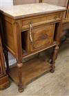 An early 20th century French marble top walnut small cabinet                                                                           