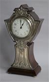 An early 20th century silver mounted mantel timepiece, Birmingham 1909, 12.5in.                                                        