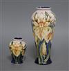 A Moorcroft Debbie Hancock 'Windrush' pattern baluster vase, H 20cm and a matching smaller vase                                        