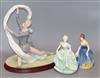 A large Nao ballet dancer, a Coalport and a Doulton figurine                                                                           