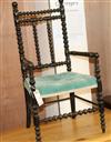 A Victorian child's ebonised bobbin turned elbow chair W.36cm                                                                          