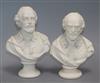 A Copeland Parian ware bust of William Shakespeare (lace collar a.f.), H 20cm and another similar bust                                 