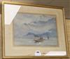 Leila K. Williamson, watercolour, Fishermen off the coast, signed, 27 x 38cm                                                           