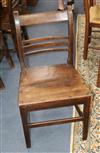 A set of six late 19th century oak dining chairs                                                                                       