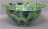 A Dartington Pottery 'Peacock' design large bowl by Janice Tchalenko, Dia 42cm                                                         