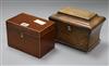 A George III mahogany tea caddy and a sarcophagus tea caddy                                                                            