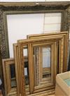 A group of assorted 19th century and later picture frames largest aperture 83 x 70cm                                                   