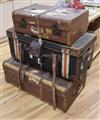 Four vintage travelling trunks largest W.90cm                                                                                          