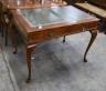 A reproduction George III style mahogany two drawer writing table, width 110cm, depth 72cm, height 77cm                                                                                                                     
