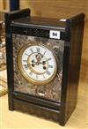 A Belgian slate and marble mantel clock width 22cm height 36cm                                                                         