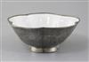 A Chinese Yixing pottery pewter mounted bowl, Daoguang period (1821-50), w. 21.3cm                                                     