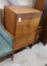 A mid century design teak five drawer chest, width 62cm, depth 51cm, height 108cm                                                                                                                                           