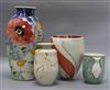 Jonathan Cox (contemporary), a 'Poppy Fields' ceramic vase, signed and three other items, H 26cm (poppy vase)                          