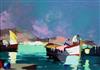 § Cecil Rochfort D'Oyly John (1906-1993) La Bocca (Cannes) - Evening, Fishermen, French Riviera 9.5 x 13.5in.                          