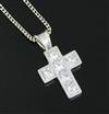 A modern 18ct white gold and six stone Princess cut diamond set cross pendant by Theo Fennell,                                         