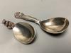 A modern silver caddy spoon, with squirrel handle, by Brian Leslie Fuller, London, 1985, 65mm and a George IV silver caddy spoon, London, 1825.                                                                             