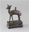 A Chinese bronze 'deer' joss stick holder, 18th century, height 15cm                                                                   