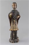 A 15th century German polychrome on wood figure of St. Nepomuk, 15in.                                                                  