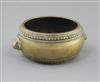 A Chinese bronze gui censer, Xuande seal mark but 18th century, w. 13.5cm                                                              