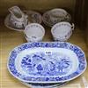 Two Clews ironstone dishes and an oval side dish and a ten piece part tea set                                                          