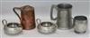 A J.S & S copper jug and hammered pewter jug height 12cm                                                                               