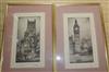 F. Robson, a set of four etchings, Westminster, Bow, Ely and St Bride's Church, signed in pencil, 25 x 13cm                            