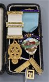 A Beddington Lodge silver gilt and enamel masonic medal and another medal                                                              