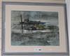 Frederick Donald Blake, varnished watercolour, trawler at sea, signed, 34 x 46cm                                                       