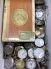 A group of assorted base metal pocket and fob watches including Longines and a quantity of accessories including movements and bezels.                                                                                      