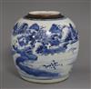 An 18th century Chinese blue and white jar height 21.5cm                                                                               