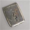 A Japanese silver and mixed metal card case 74mm.                                                                                      