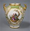 A Dresden hand painted jar and cover height 17.5cm                                                                                     