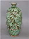 A Chinese Cizhou type green glazed 'mandarin duck' vase height 31cm                                                                    