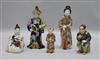 Four Japanese Kutami porcelain figures and a Satsuma figure 15cm                                                                       