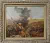 French School oil on canvas Cavalry engagement 20.5 x 26in.                                                                            