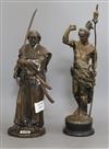 Two bronzed resin figures of an Indian and Samurai tallest 39cm                                                                        