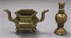 An 18th century Chinese bronze censer and an 18th century bronze incense vase tallest 13cm                                             