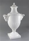 A large Furstenberg white glazed urn and cover, late 19th/early 20th century, height 60cm                                              