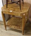 An Art Deco walnut two tier occasional table                                                                                           