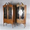 A near pair of Edwardian satinwood banded mahogany bookcases, W.3ft 3in. D.1ft 2in. H.6ft 6in.                                         