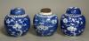 Three Chinese blue and white prunus jars, late 19th century/early 20th century                                                                                                                                              