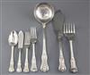 A 1950's canteen of silver King's pattern cutlery for eight, by Mappin & Webb, weighable silver 145 oz                                 