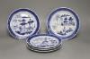 A set of five late 19th century Chinese blue and white landscape plates, diameter 20cm                                                                                                                                      