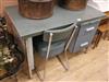 A vintage metal desk and a chair W.116cm                                                                                               