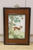 A Chinese porcelain plaque of a dog after Castiglione, 36 x 24cm, framed                                                                                                                                                    