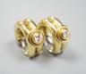 A pair of 20th century Italian 750 yellow metal and diamond set hoop ear clips, 22mm                                                                                                                                        